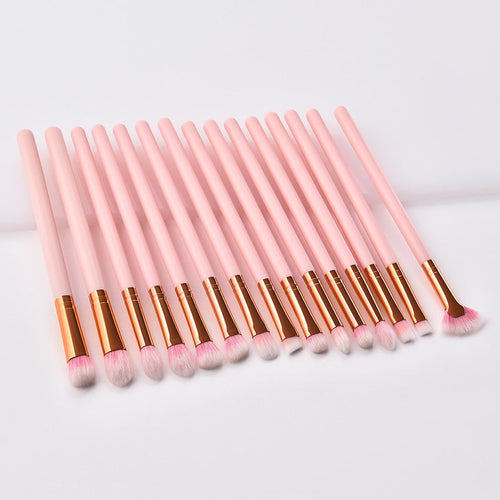 15pcs Wood Aluminum Eyes Makeup Brushes Set Beauty Tools Eyeshadow